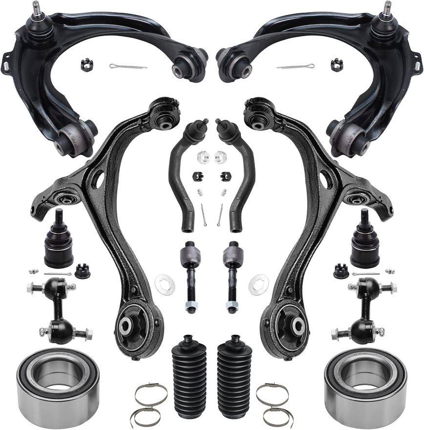 16pc Front Control Arms Wheel Hub and Bearings Tie Rods Suspension Kit