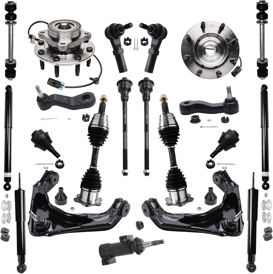 21pc Front CV Axles Wheel Hub and Bearings Upper Control Arms