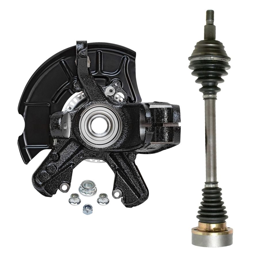 Front Driver Side CV Axle Steering Knuckle and Wheel Hub Bearing Kit