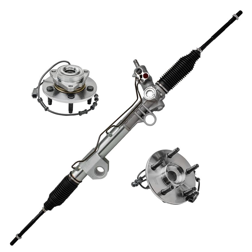 Front Power Steering Rack and Pinion Wheel Hub and Bearings Suspension Kit
