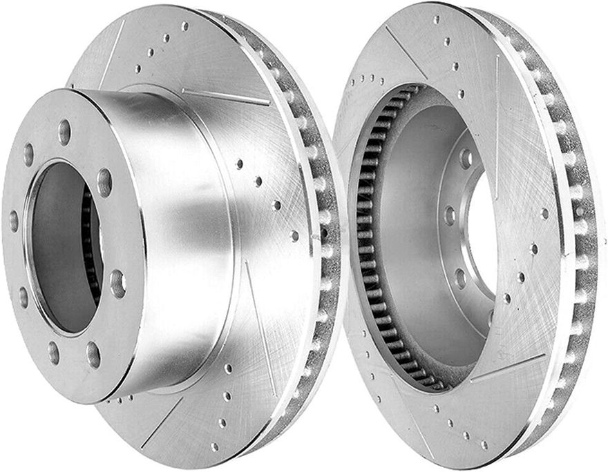 Rear Drilled Disc Brake Rotors - S-55057 x2