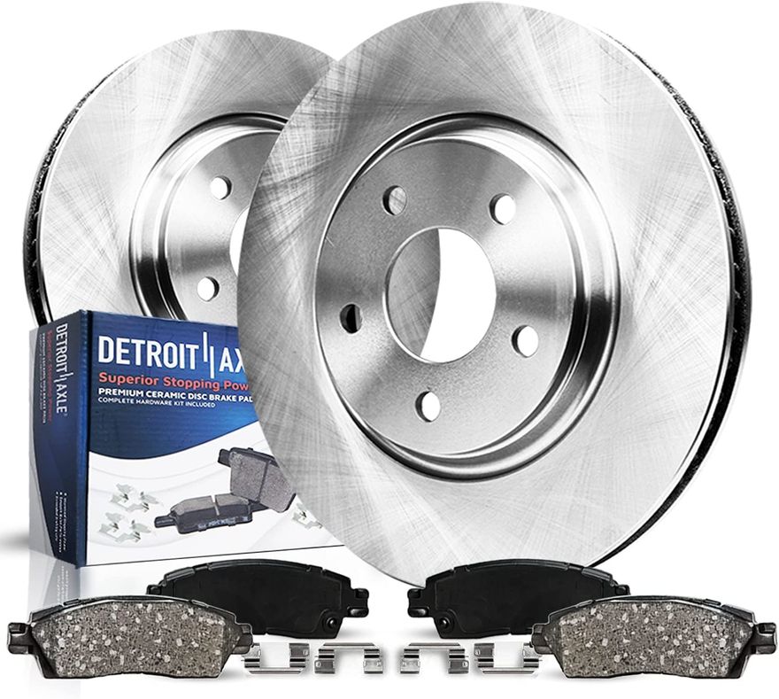 4pc Front Disc Rotors and Ceramic Brake Pads Kit