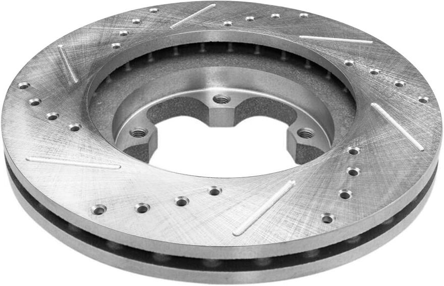 Front Drilled and Slotted Brake Rotors (Pair)