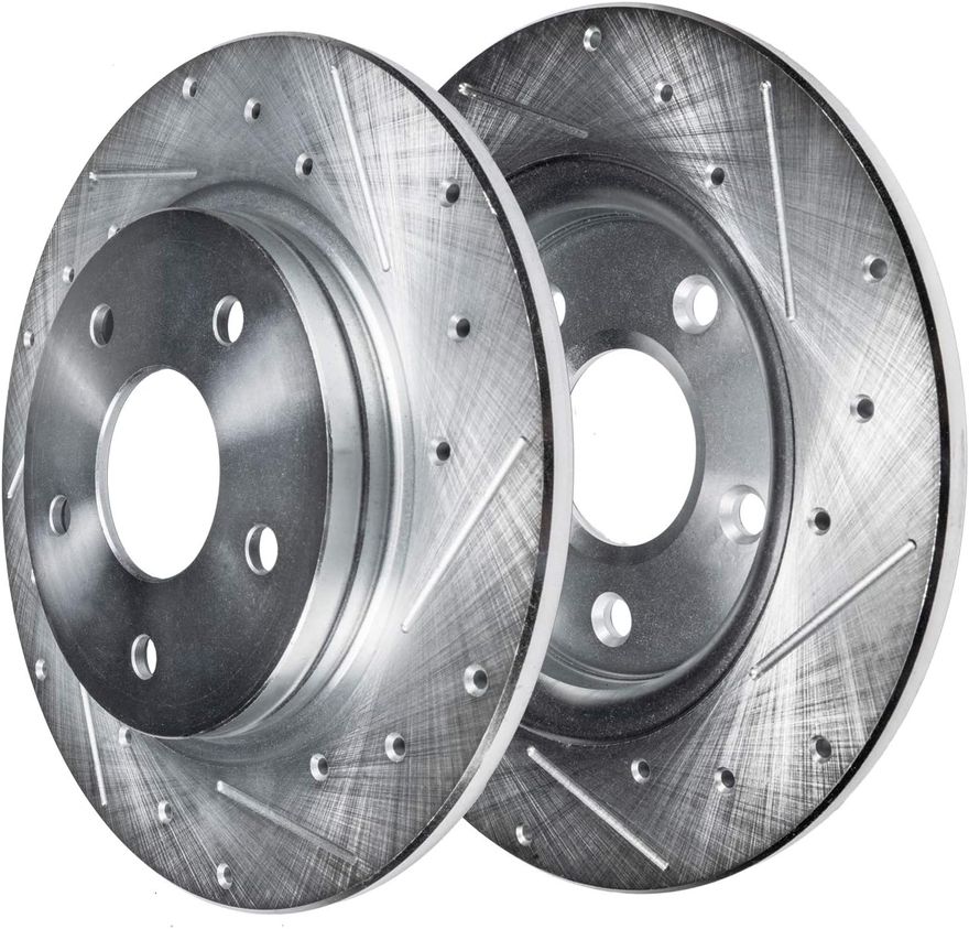 Max Advanced Brakes Drilled & Slotted Rotors + Ceramic Pads Kit For Audi A4/A5 (2009-2016)