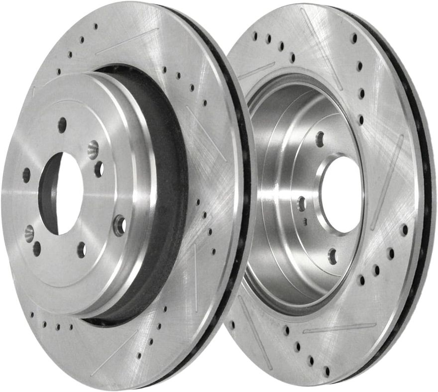 Rear Drilled Disc Brake Rotor - S-800277 x2
